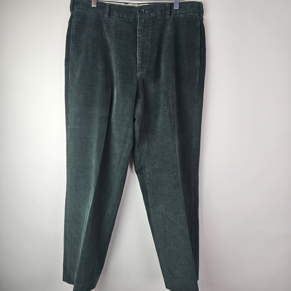 Brooks Brothers Mens Trousers Pants‎ Green W34 L27 Corduroy Elliot Pleated